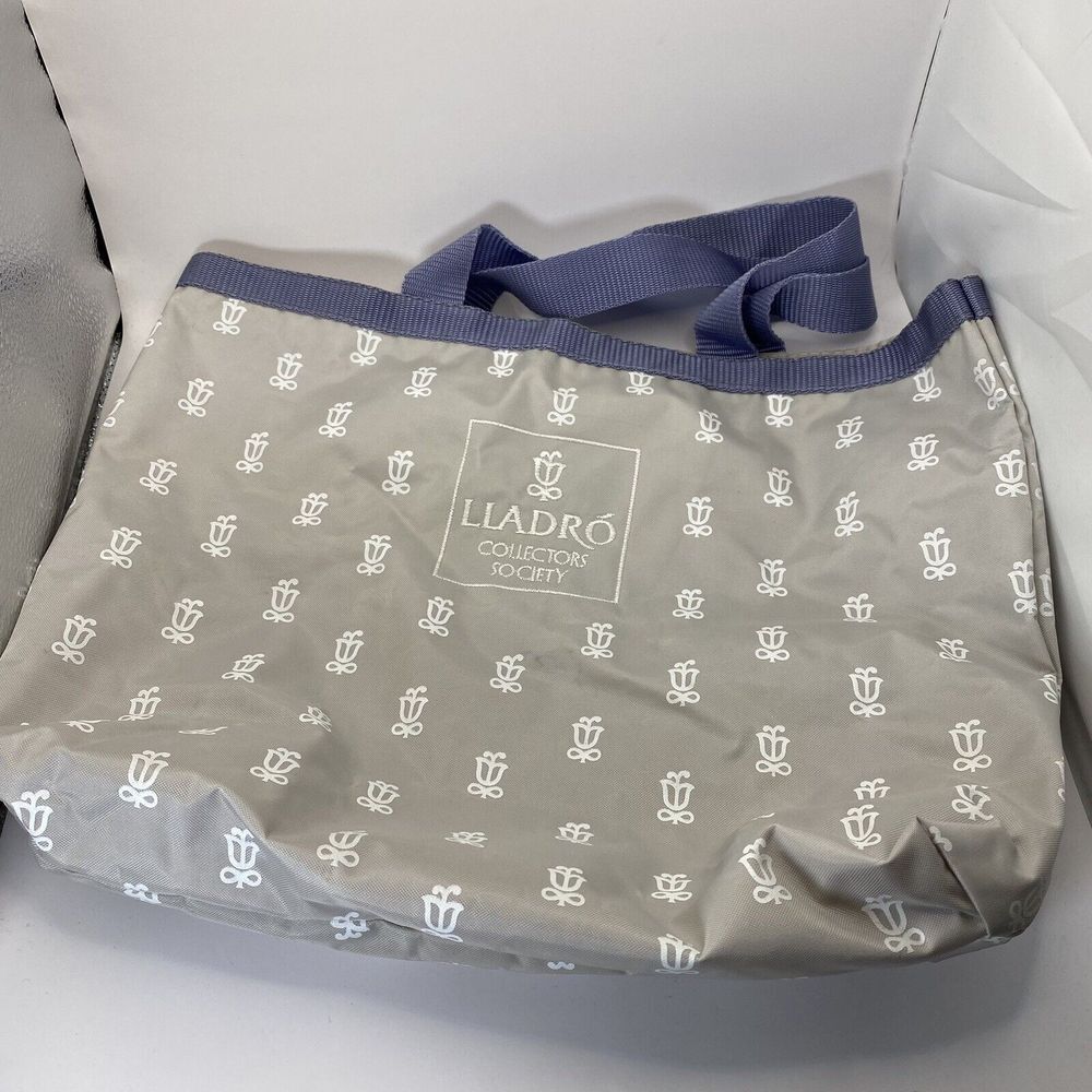 Lladro Collectors Society Tote‎ Bag Gray White Nylon Straps Handle